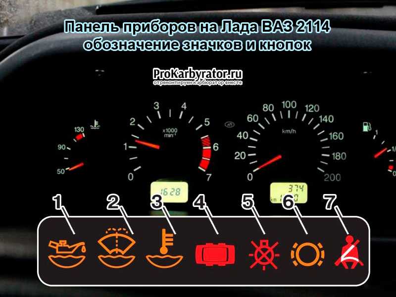 Датчики на приборной панели ваз 2114: Обозначение значков на панели ...
