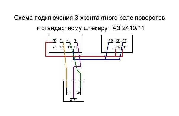 Подключение поворотников через реле