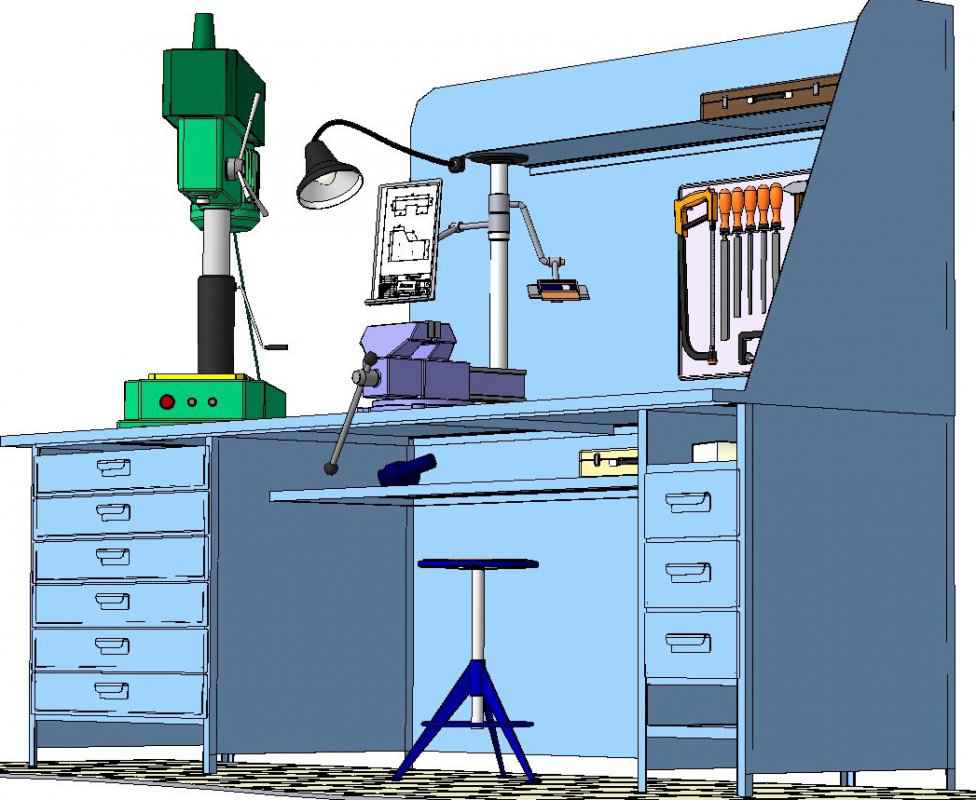Рабочее место слесаря чертеж