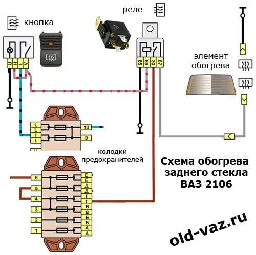 Схема подключения заднего стекла обогрева