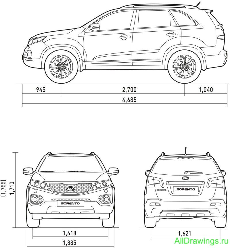 Габаритные размеры киа соренто