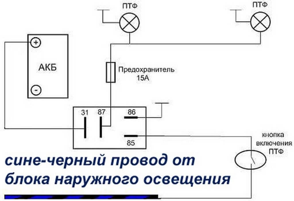 Схема подключения туманок ваз 2114