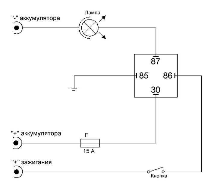 Как соединить туманки через реле схема подключения