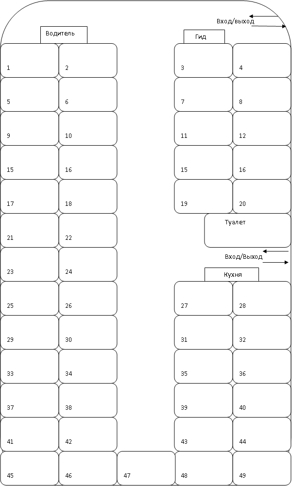 Места в автобусе схема 45
