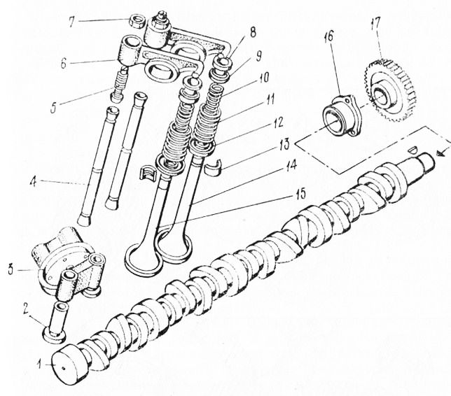 Детали газораспределительного механизма двигателя