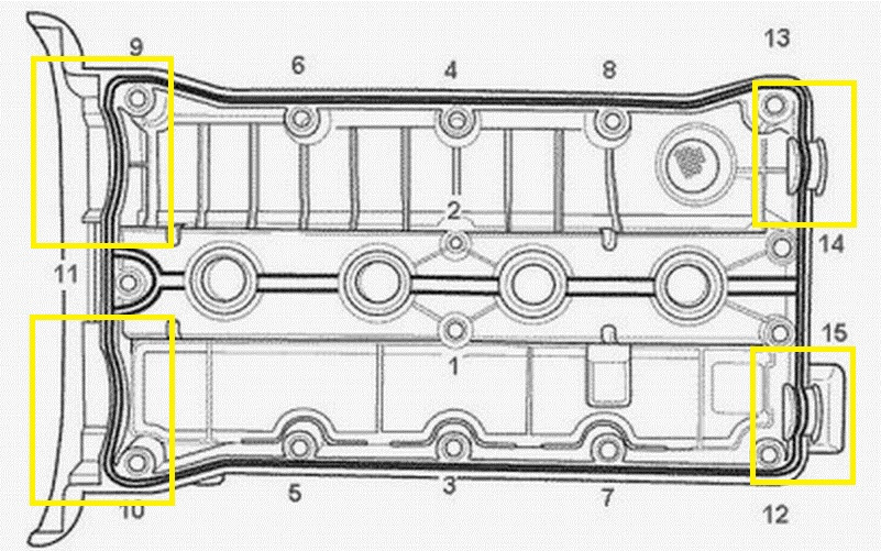 Схема затяжки болтов клапанной крышки chevrolet lacetti