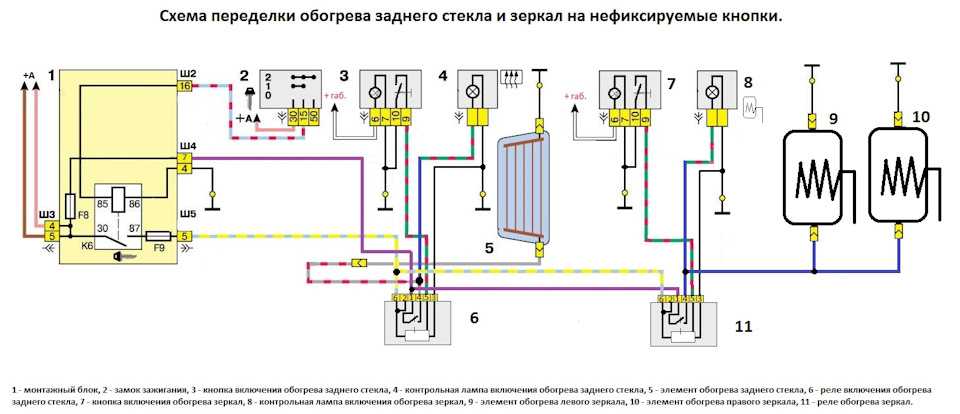 Схема обогрева заднего стекла