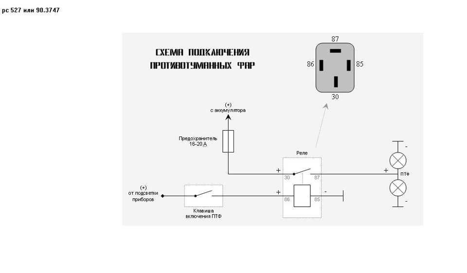 Схема подключения противотуманных фар без реле