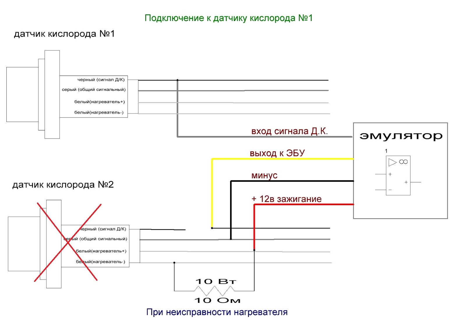 Схема лямбда зонда 4 х контактного