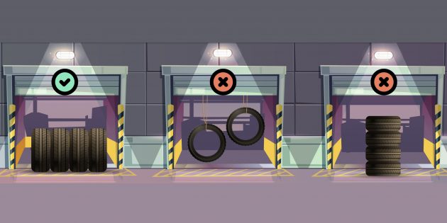 Как правильно хранить шины без дисков