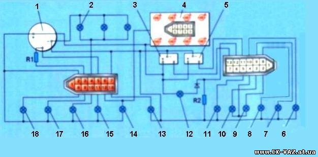 Ваз 2110 схема подключения панели приборов