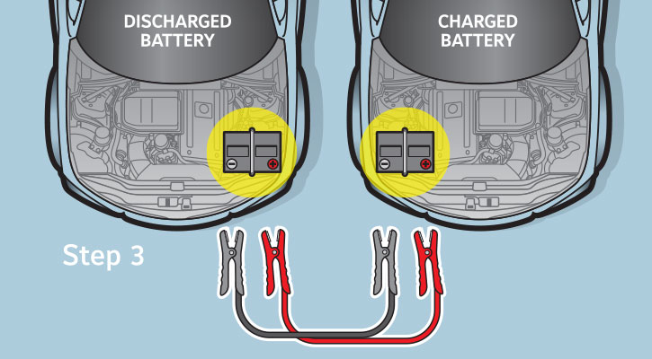 Identify the the red (positive) and black (negative) terminals