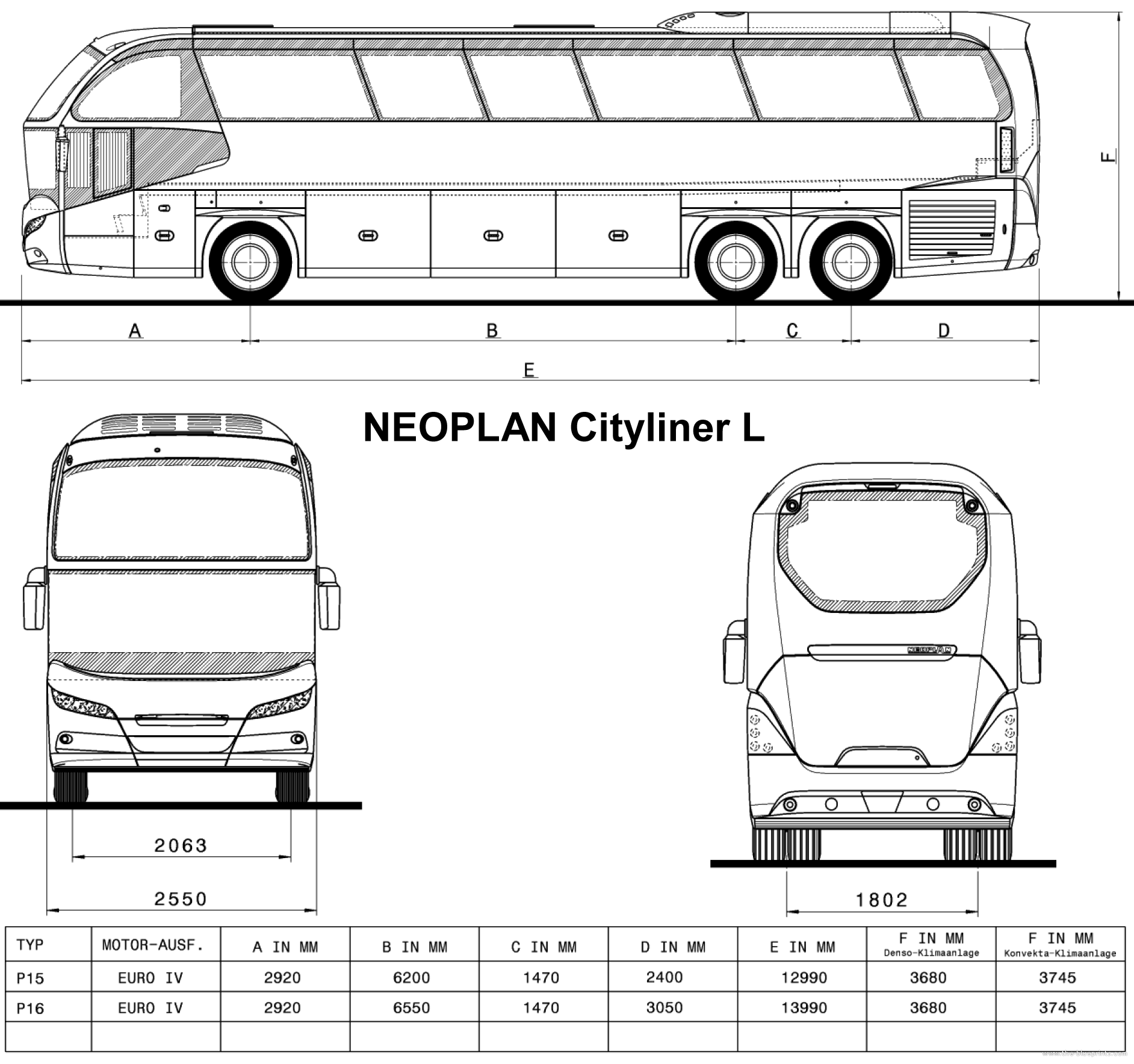 Автобус Неоплан габариты