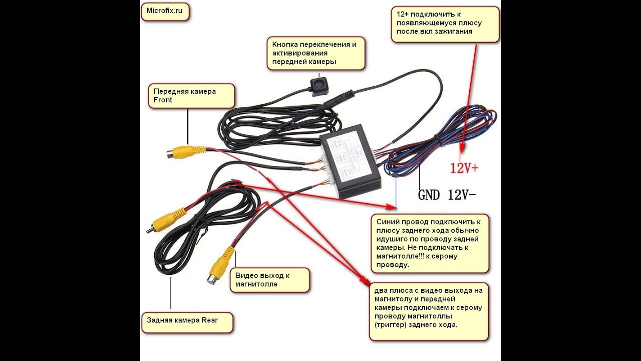 Схема подключения камеры заднего вида к магнитоле