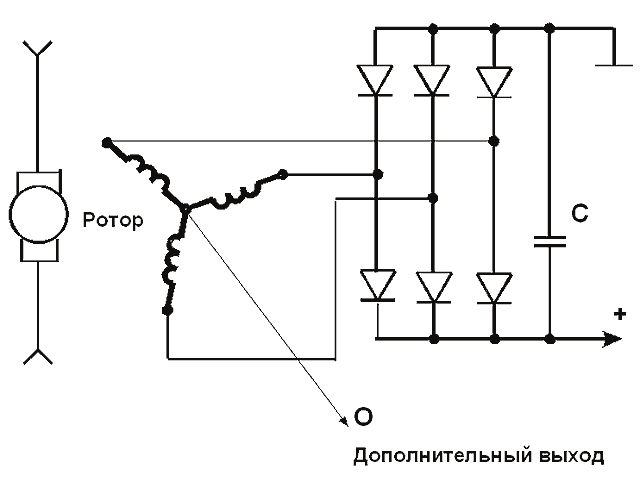 Повышение напряжения генератора с помощью диода схема