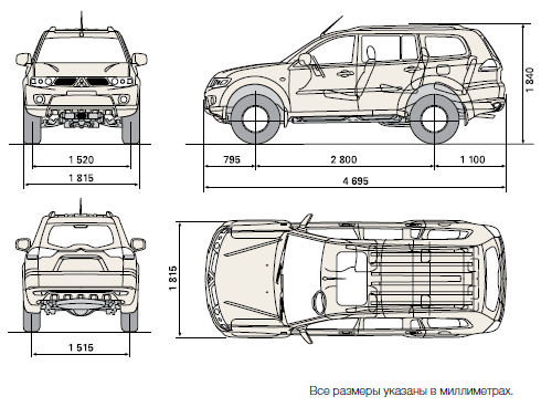 Паджеро спорт габаритные размеры