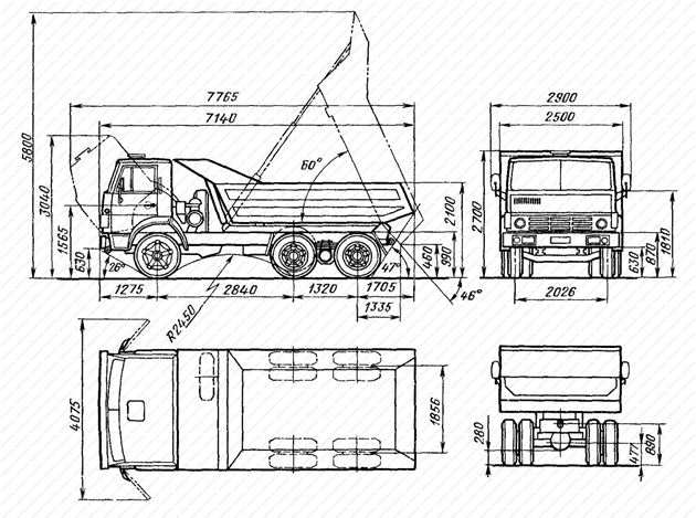 Габаритные размеры камаза самосвала