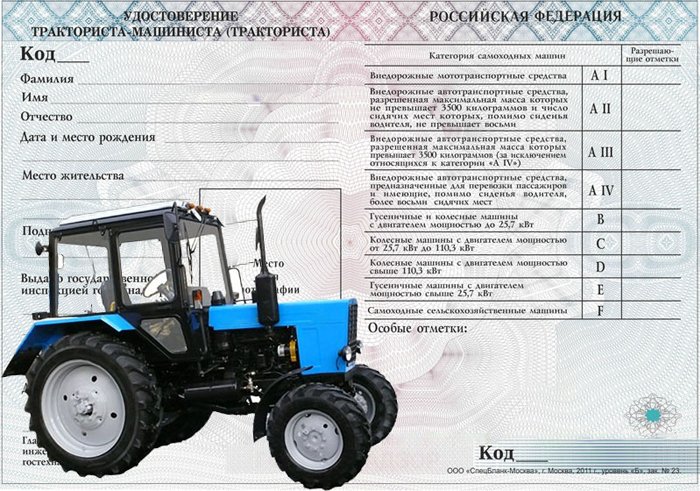 Расшифровка тракторных прав по категориям с картинками