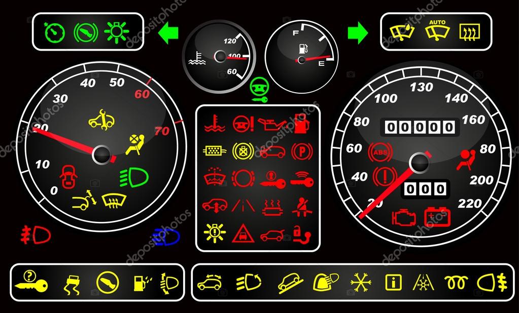 Значки на спидометре автомобиля