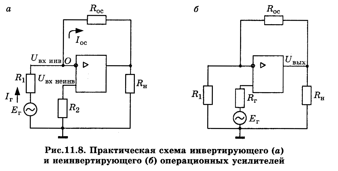 Схема включения оу инвертирующая