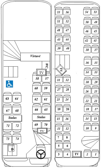 Схема мест в автобусе скания