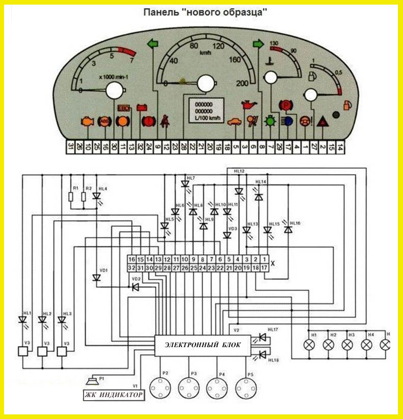 Схема панели приборов лада гранта